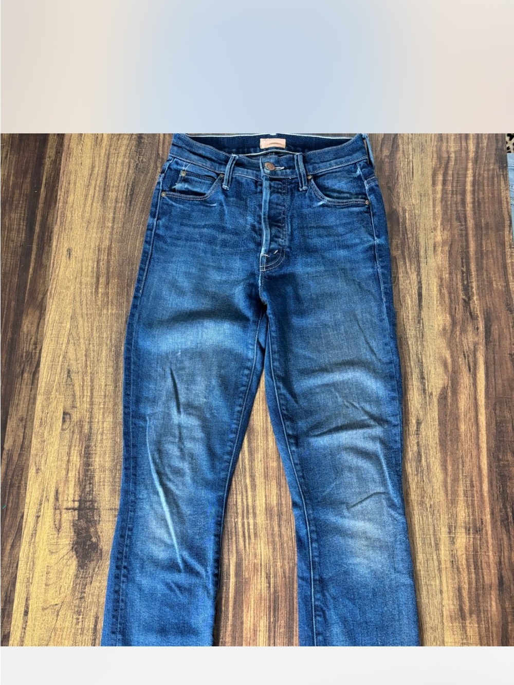 MOTHER Skinny High-Rise Jeans in Blue Wash